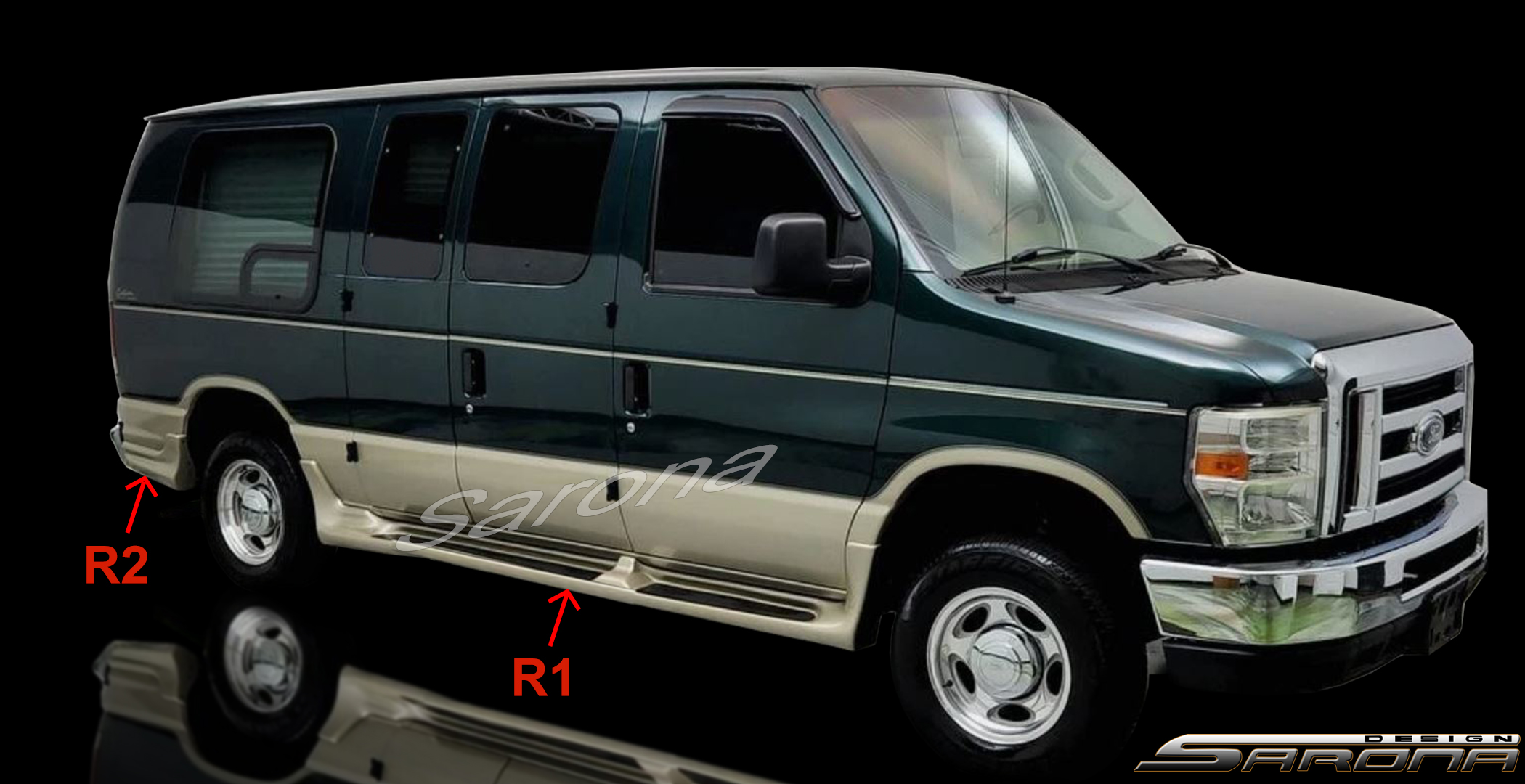 Custom Ford Econoline Van  Short Wheel Base Running Boards (1992 - 2015) - $1390.00 (Part #FD-019-SB)